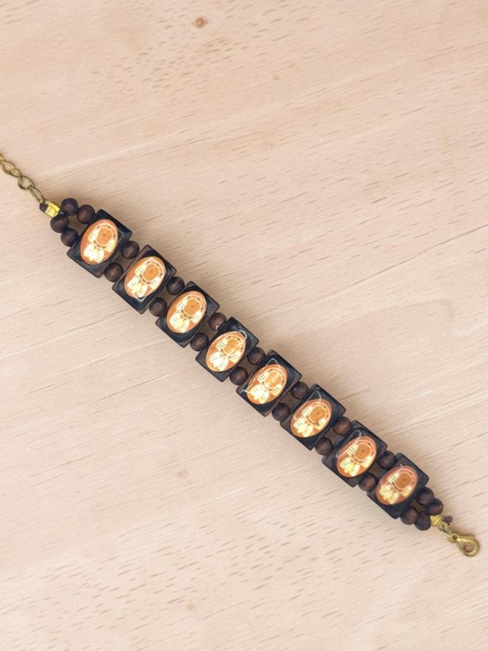 Vintage Wood Bead Dreamcatcher Bracelet